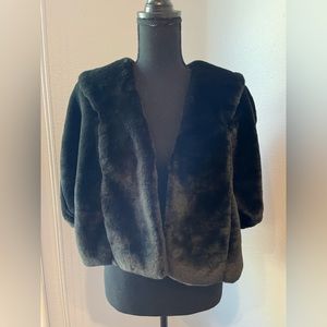 BCBGMaxAzria Size XS Black Faux Fur Stole/cape. New